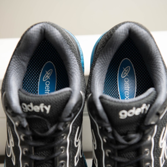 Gdefy Gravity Defyer Mighty Walk Men's 12 Black Blue Mesh Comfortable Sneakers - Picture 8 of 8